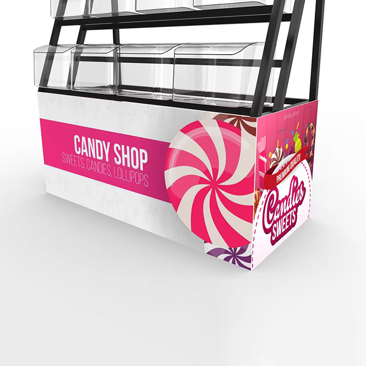 Customized Supermarket Candy Rack Metal Storage Rack Candy Display Stand With Custom Logo manufacture
