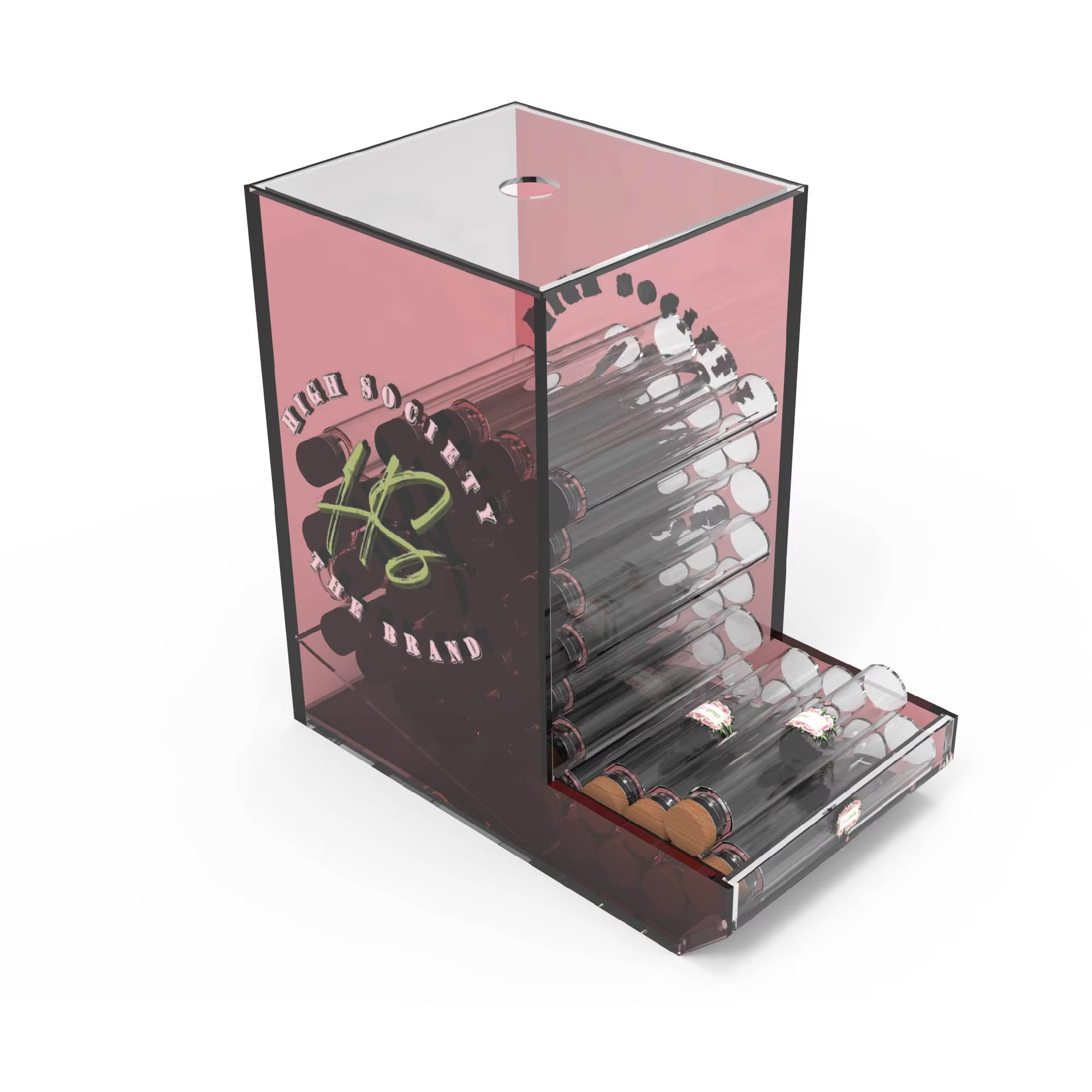 Acrylic Counter Display Stand Slim Bottle Drink Pack Dispenser with Display Case details