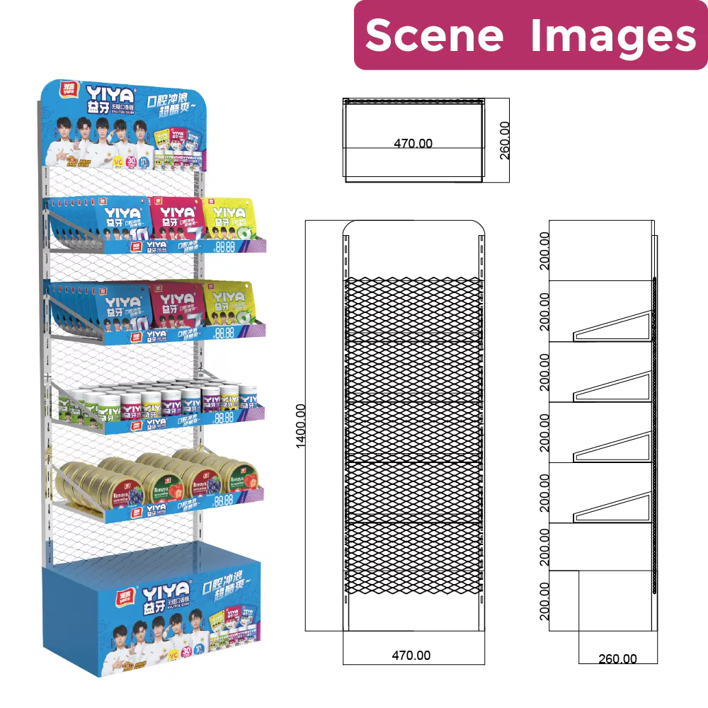 Modern Creative Single-Sided Metal Display Stand Candy Display Rack for Chocolate Display details