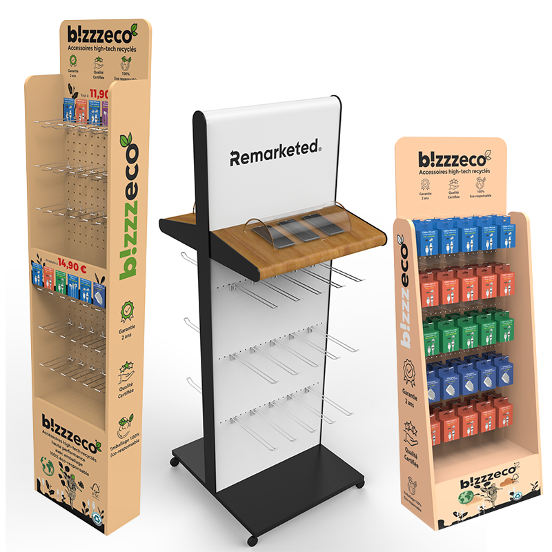 Apache Customized Pegboard Cellphone Accessories Display Stand With Hooks for Phone Case Cables Chargers Power Bank