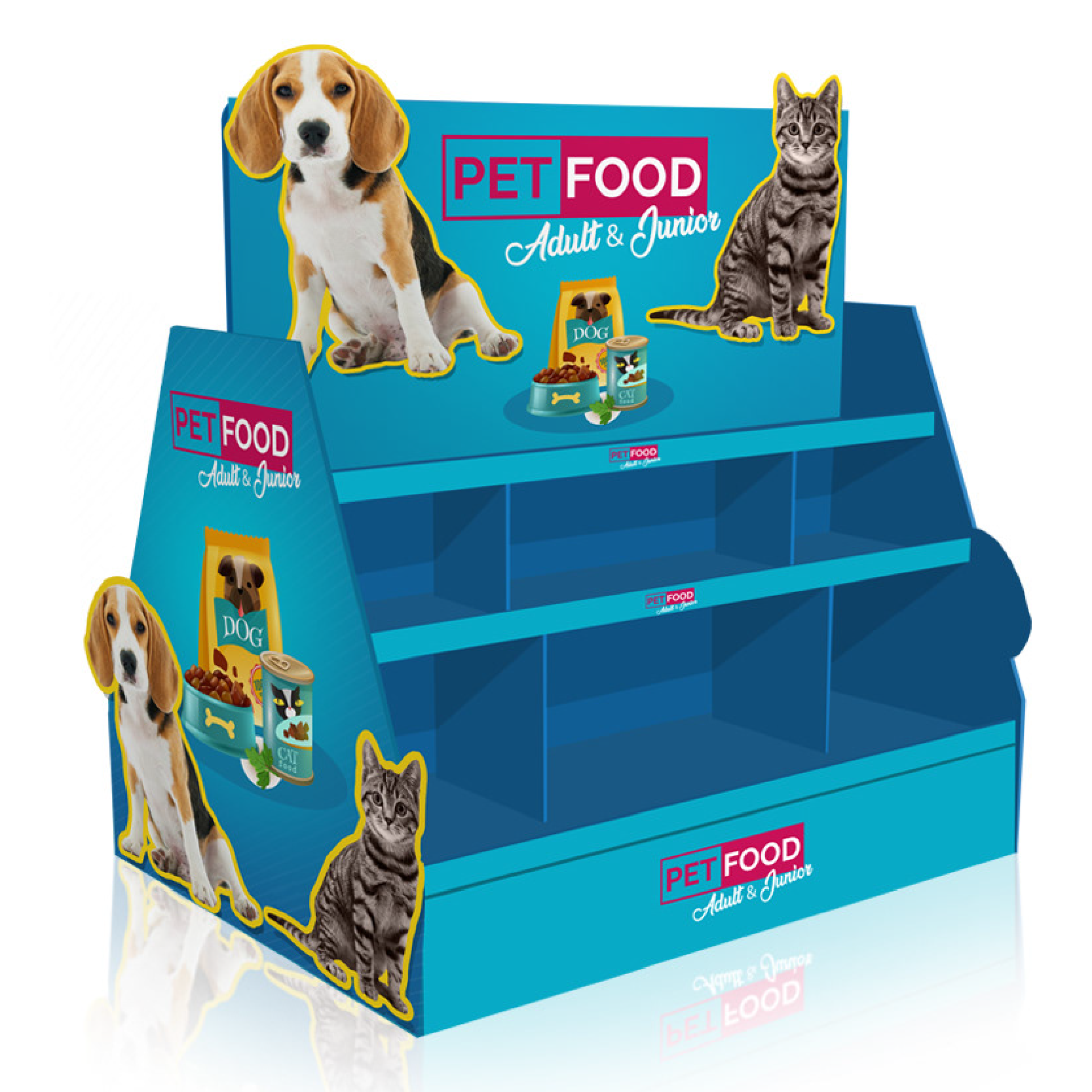 Présentoir en carton pour friandises animales, palette en carton pop-up pour chats et chiens, destiné aux supermarchés