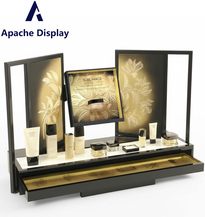 Expositor cosmético personalizado Apache para lápiz labial, estante de mostrador, exhibidor de maquillaje para tienda minorista, soporte de exhibición