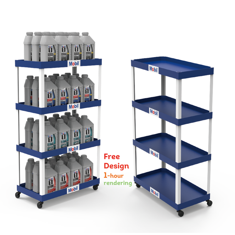 Custom PVC Tool Display Stand for Motor Oil for Auto Repair Shop and Retail Store Display