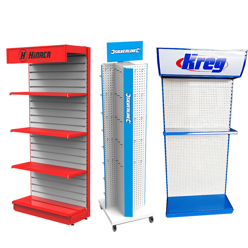 Custom Single-Sided Metal Pegboard Hook Tool Display Stand for Auto Repair Shop and Factory Use