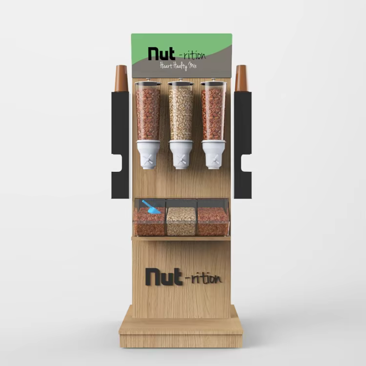 Free Standing Wooden Candy Dispenser Display Stand for Snack Store factory