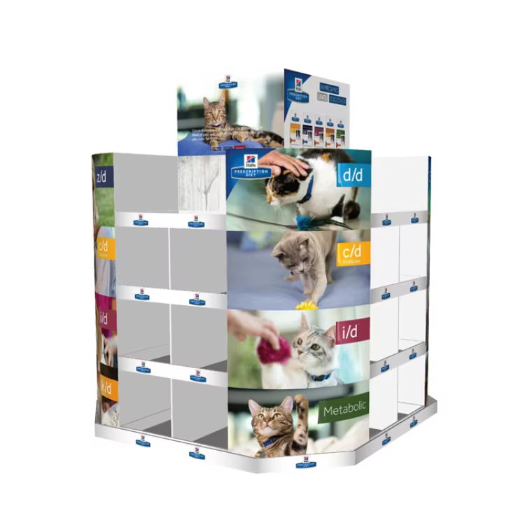Apache Customized Metal Floor Display Rack for Pet Food Storage Can Dog and Cat Pet Treats in Retail Stores factory