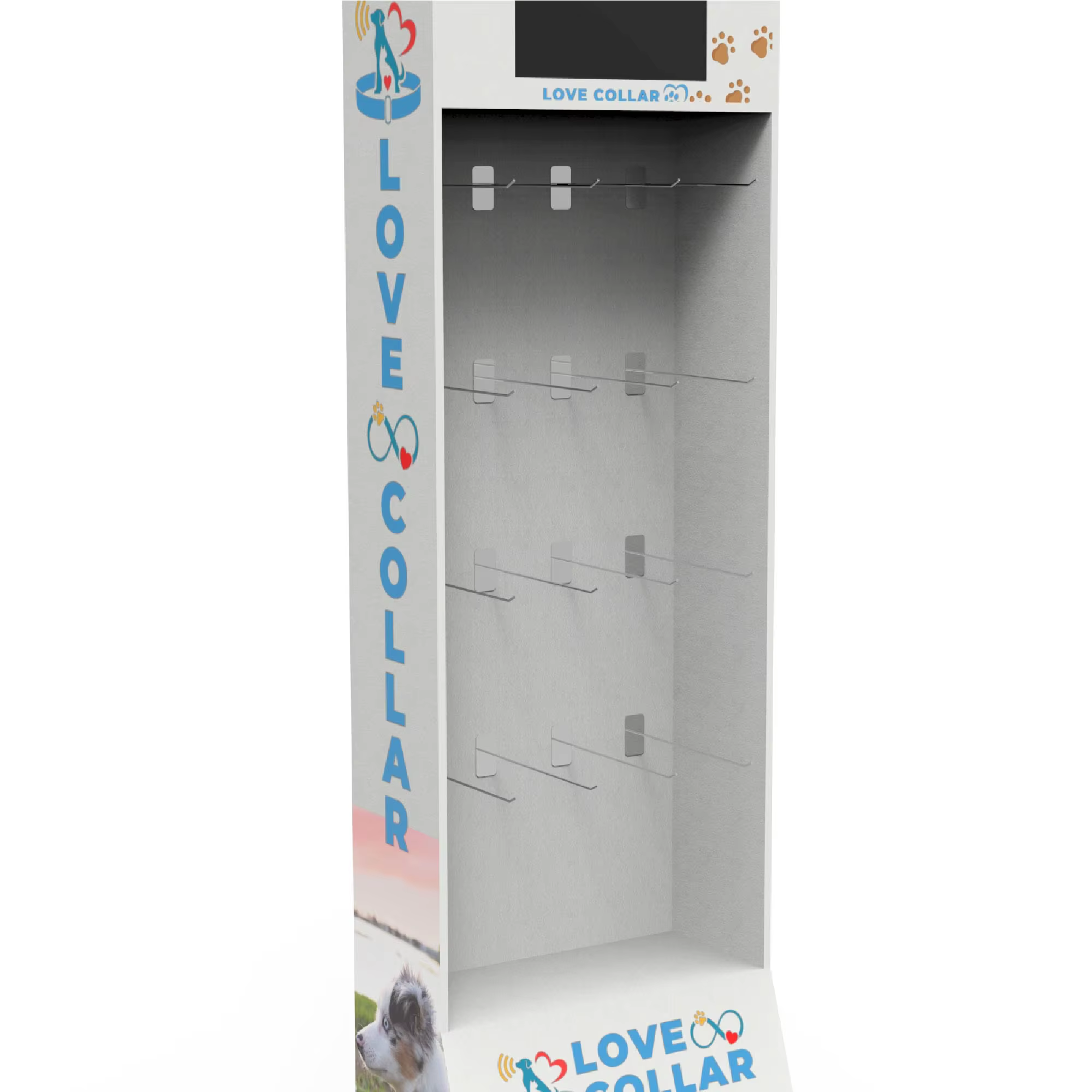 Modern Floor Standing Pet Food Display Stand Durable Cardboard Racks with LCD Custom Retail Display for Dogs and Cats manufacture