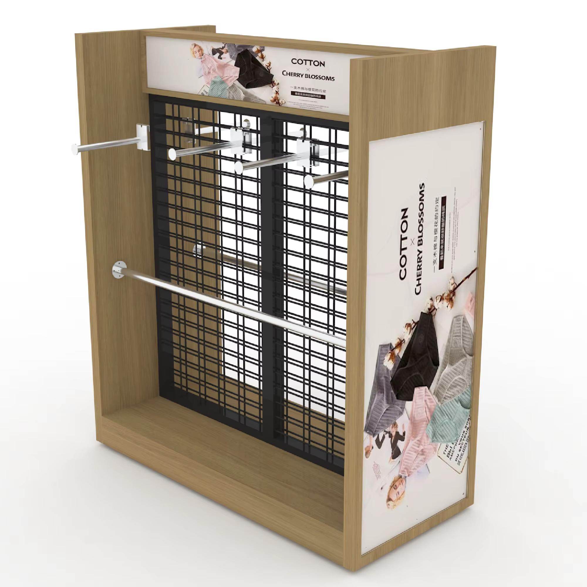 Modern Solid Wood and Metal Mixed Materials Display Rack for Displaying Underwear and Clothing on Supermarket Shelves factory