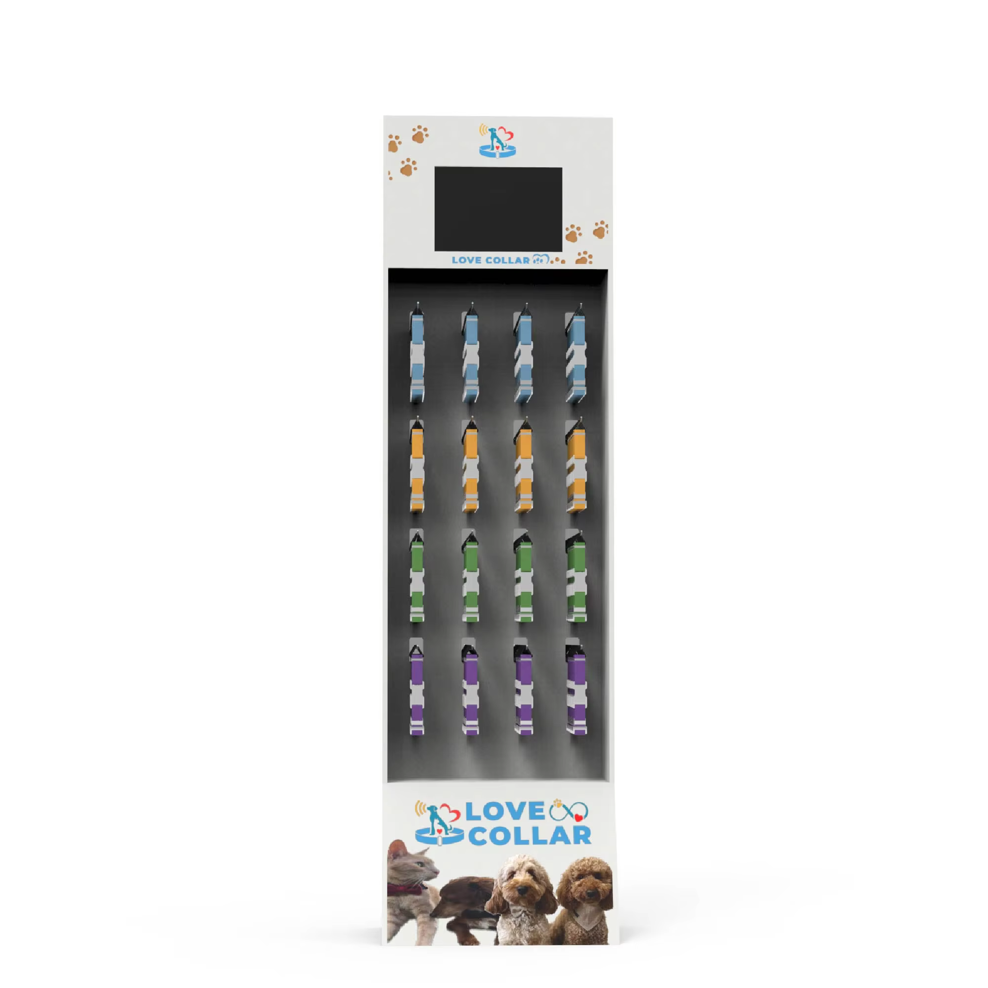 Modern Floor Standing Pet Food Display Stand Durable Cardboard Racks with LCD Custom Retail Display for Dogs and Cats supplier