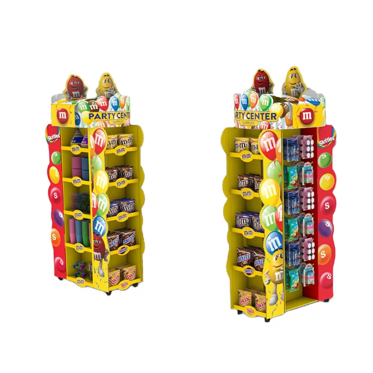Customized Candy Store Snack Display Stand with Removable Metal Trays for Supermarket Shelves supplier
