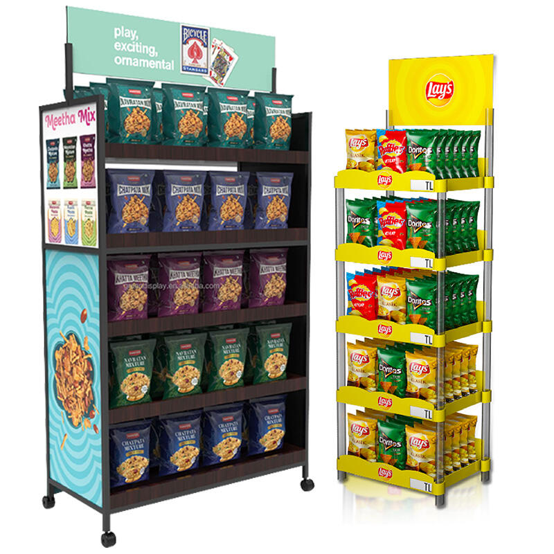 Support personnalisé pour aliments en supermarché, facile à utiliser, pour snacks