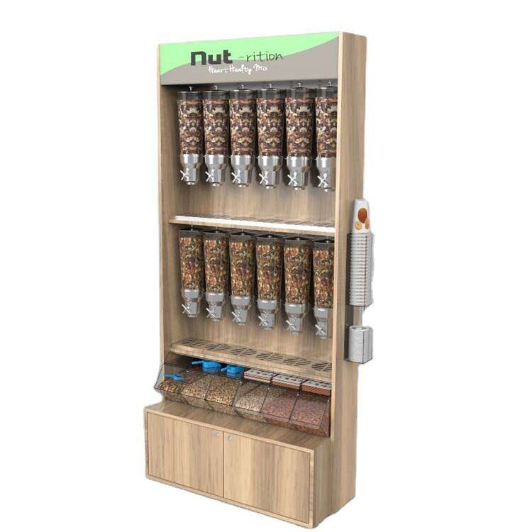 Support d'affichage distributeur de bonbons autonome en bois pour magasin de snacks