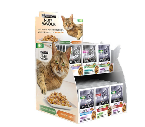Présentoirs Apache personnalisés en carton sur palette pour emballage de nourriture pour chats et chiens Présentoirs promotionnels de snacks sur table pour boutiques de détail