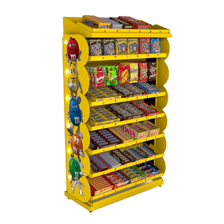 Customized Candy Store Snack Display Stand with Removable Metal Trays for Supermarket Shelves manufacture