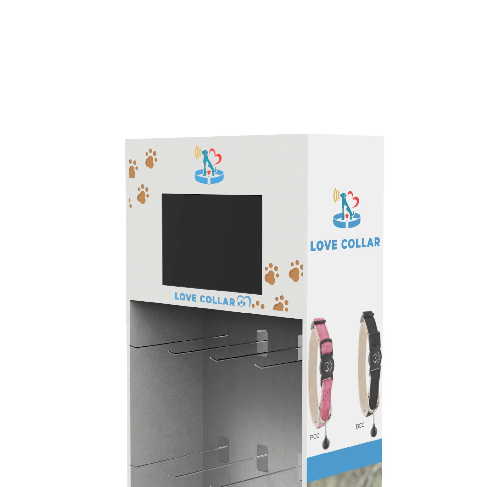 Modern Floor Standing Pet Food Display Stand Durable Cardboard Racks with LCD Custom Retail Display for Dogs and Cats details