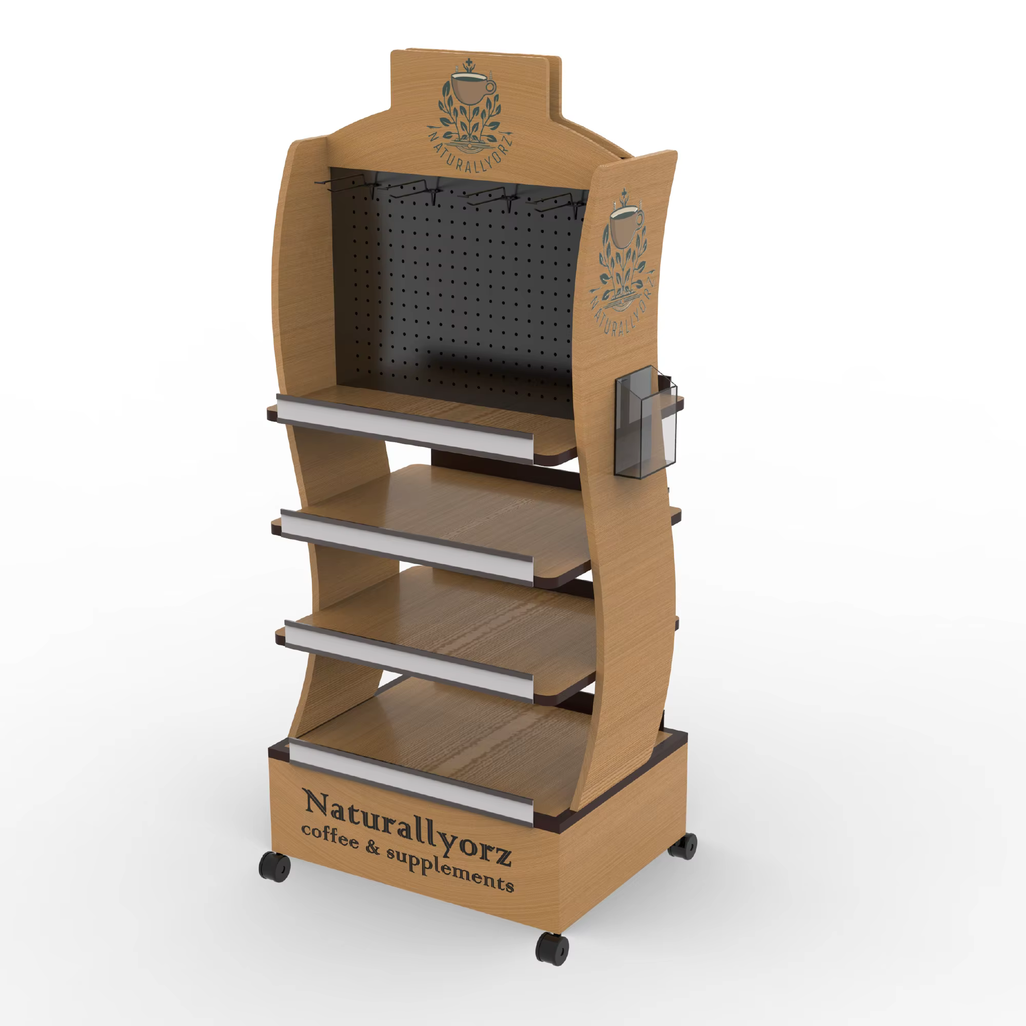 customized pine wood floor retail display rack for brand marketing574-9