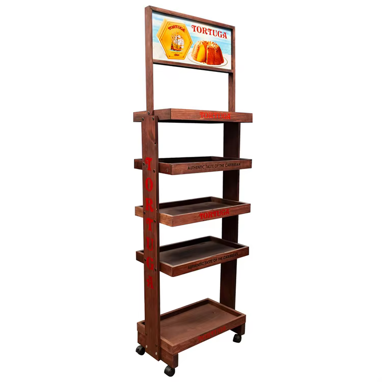 New Arrival Wood Beverage Bottle Display Rack Beer Floor Display Stand for Grocery Store