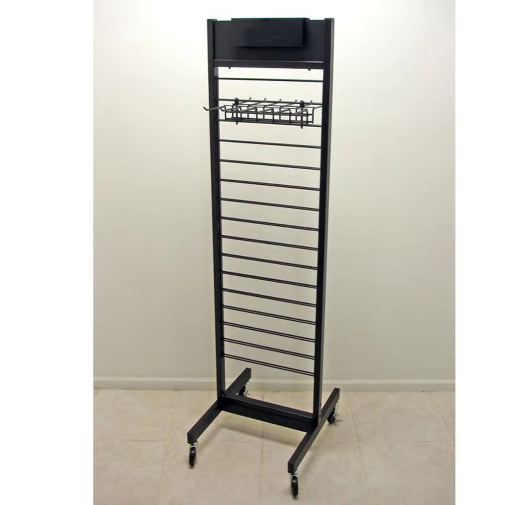 Custom Sign Triangle Grid Tower Mobile Display Stand Gridwall Display Rack with Wheels supplier