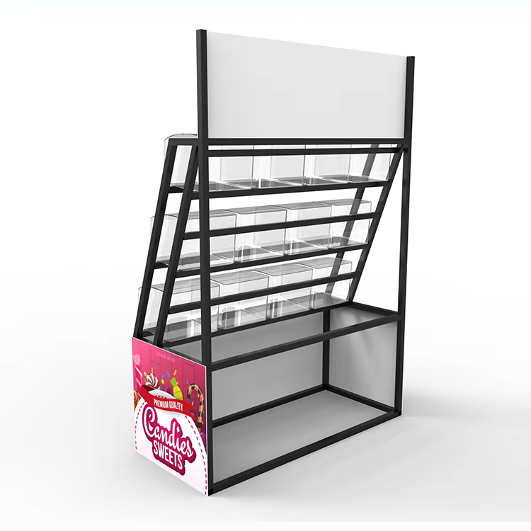Customized Supermarket Candy Rack Metal Storage Rack Candy Display Stand With Custom Logo manufacture
