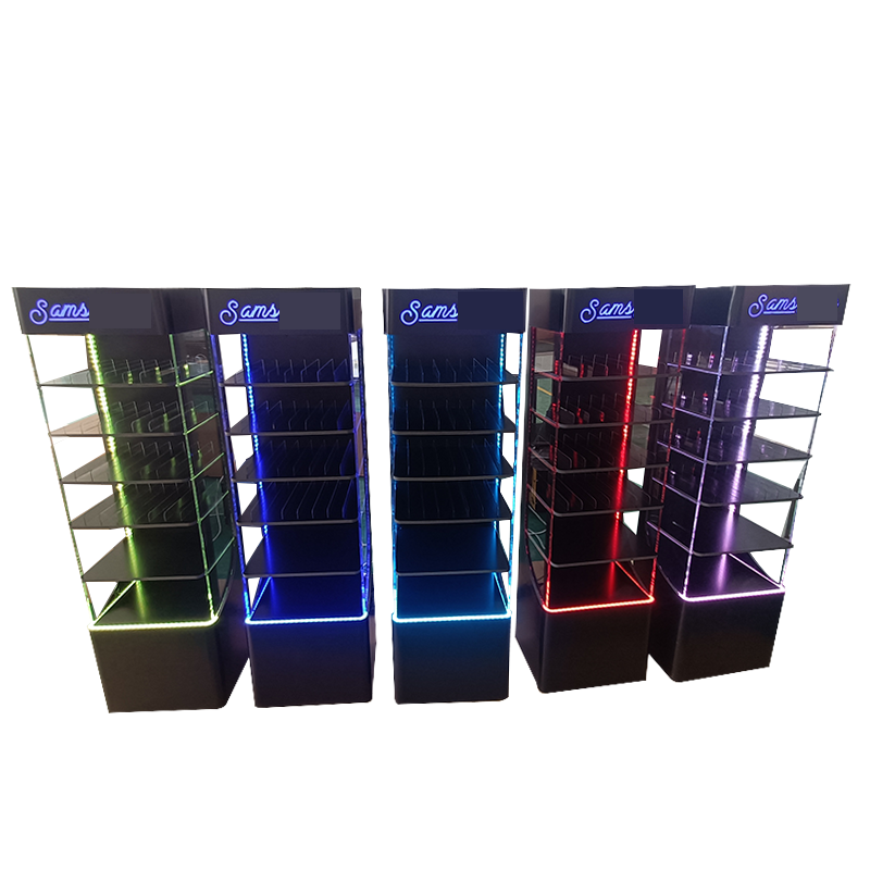 Présentoir au sol acrylique personnalisé Apache avec affichage LED pour produits électroniques