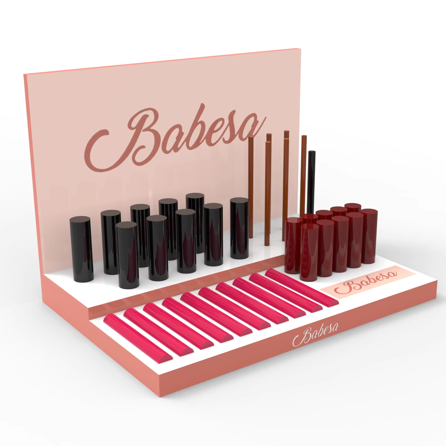 Support d'affichage Apache personnalisé pour mascara, eye-liner, extensions et fond de teint, présentoir de maquillage pour boutique de marque