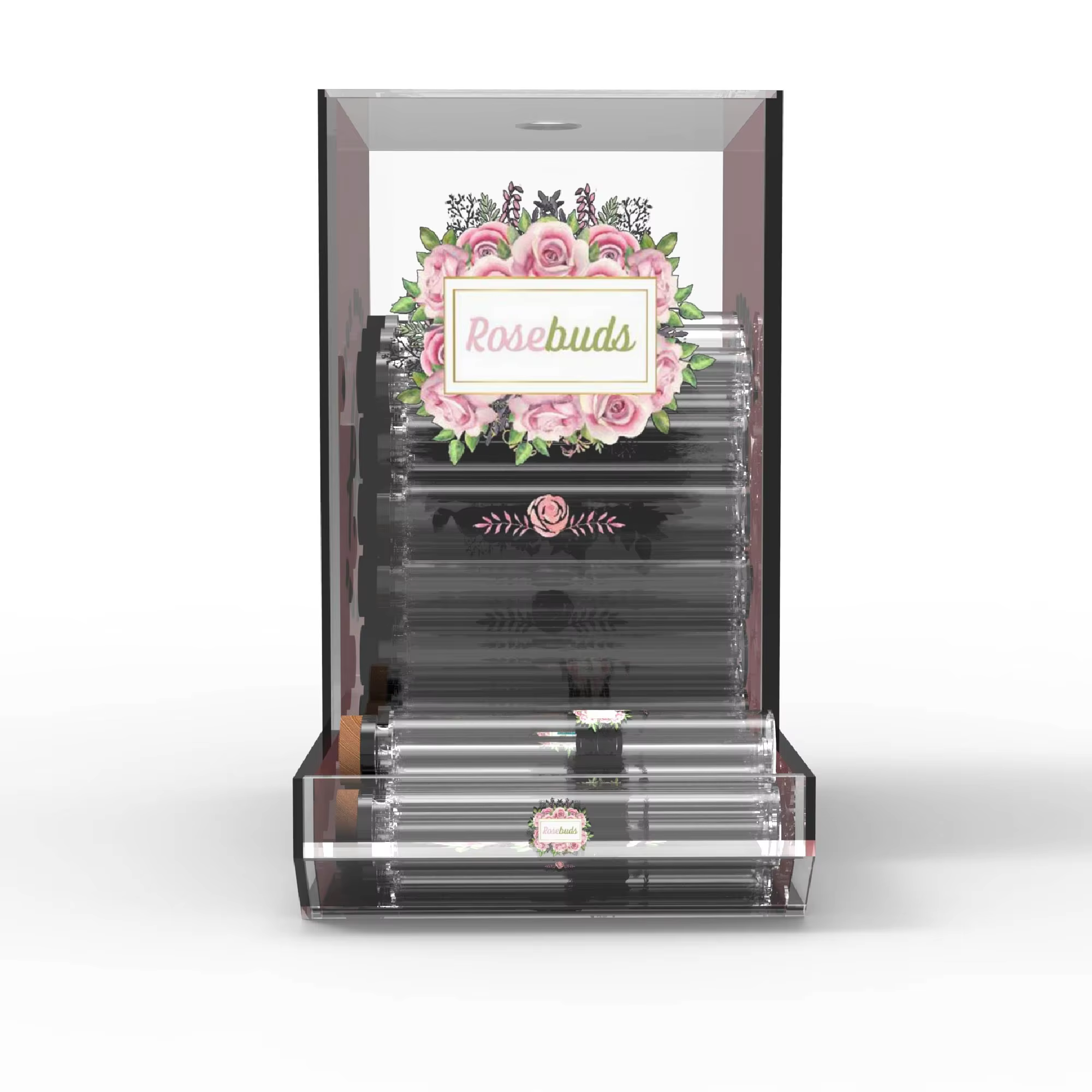 Acrylic Counter Display Stand Slim Bottle Drink Pack Dispenser with Display Case factory