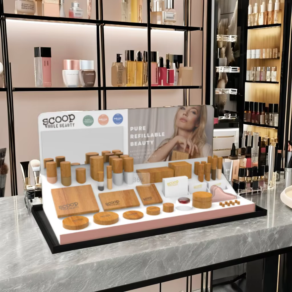 Apache Customized Eyelash Eyeliner Extension Make up Display Stand Cosmetic Display Rack for Retail Store Showing Stand factory