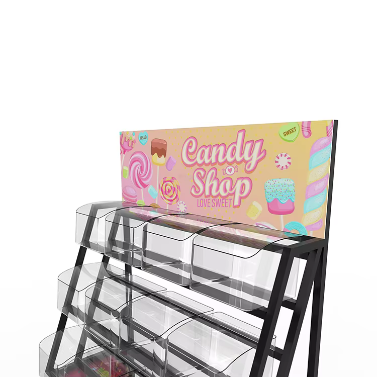 Customized Supermarket Candy Rack Metal Storage Rack Candy Display Stand With Custom Logo factory