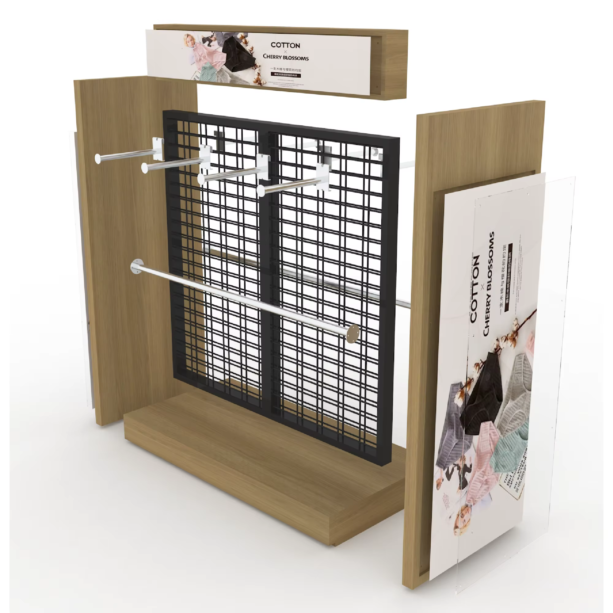 Modern Solid Wood and Metal Mixed Materials Display Rack for Displaying Underwear and Clothing on Supermarket Shelves manufacture
