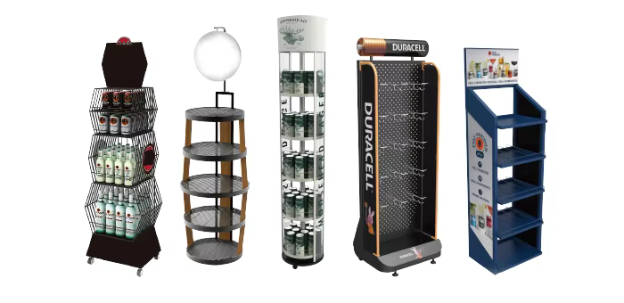 Modern Customized Pegboard Floor Display Stand Metal Display Rack for Point of Sale Retail Stores Supermarkets manufacture