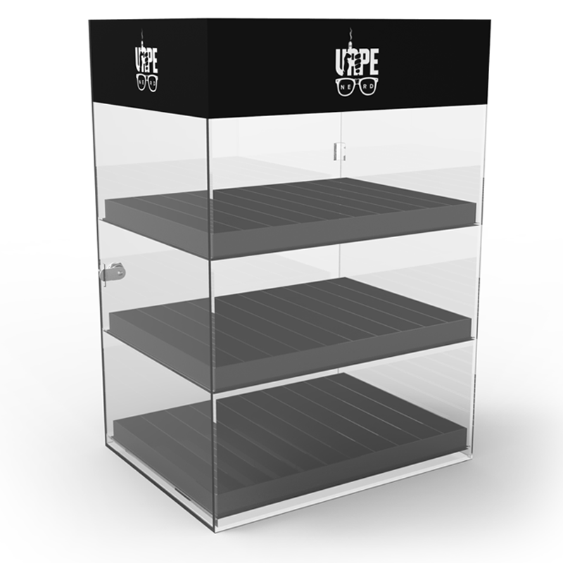 Présentoir personnalisé en acrylique multicouche Présentoir de comptoir Armoire d'affichage avec verrouillage pour magasin de détail