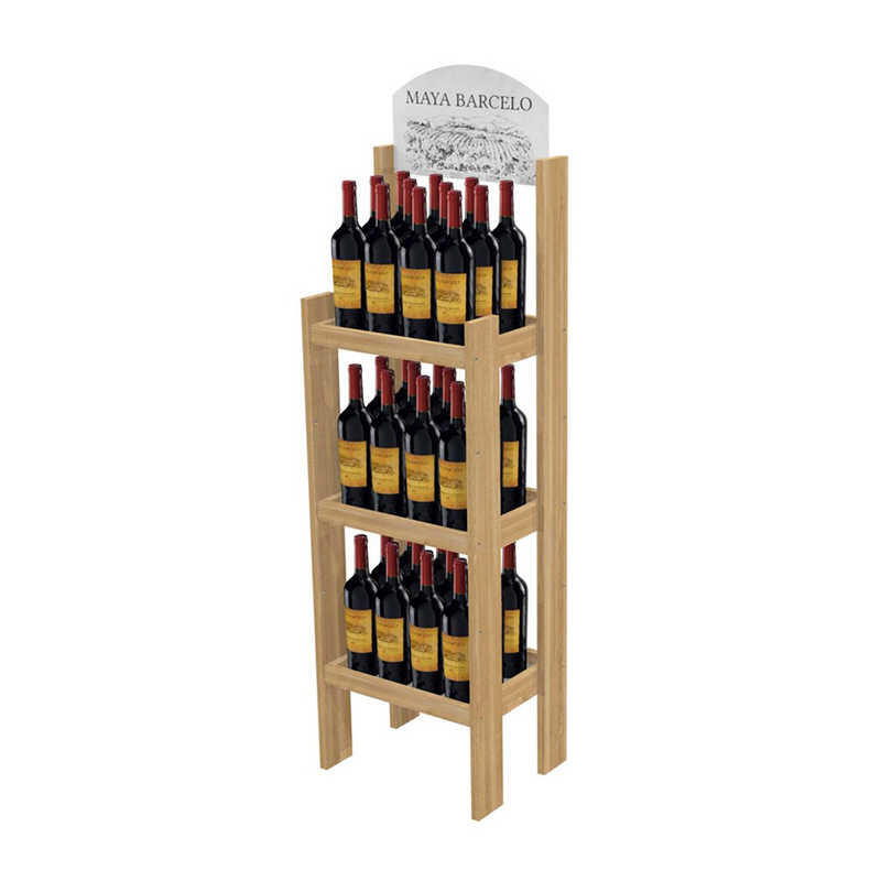 Customized Pinewood Metal Display Stands Wine Beer Rack for Liquor Stores Pubs