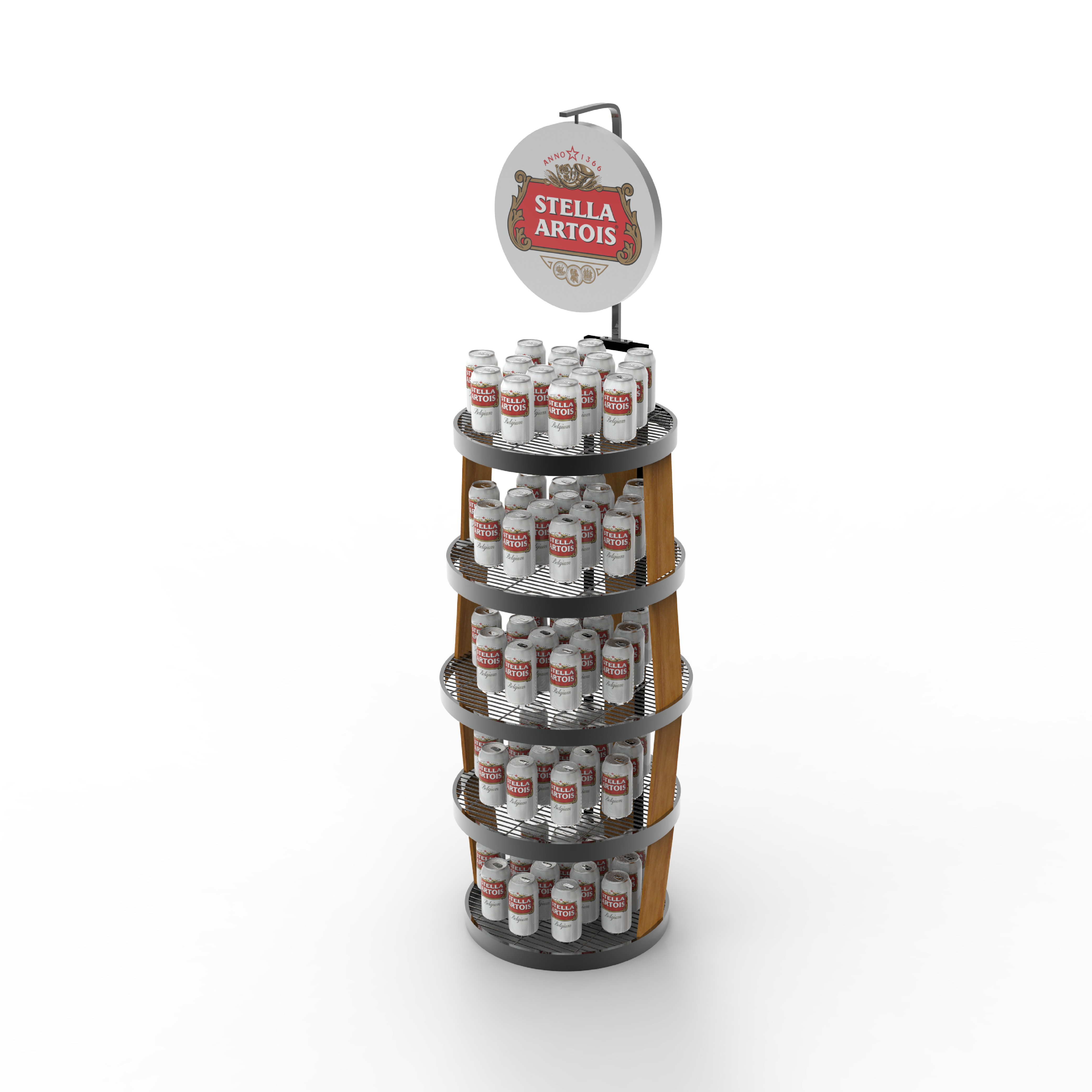 Présentoir cylindrique en fil métallique Apache, libre-service, avec logo personnalisé, léger, conçu pour le stockage de canettes ou de bouteilles de bière, compatible OEM et ODM