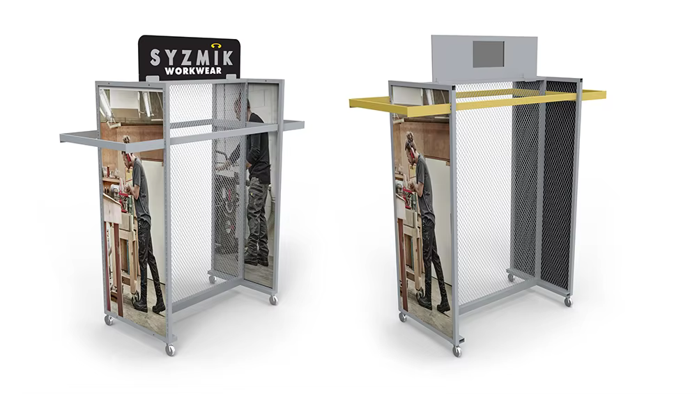 Modern Solid Wood and Metal Mixed Materials Display Rack for Displaying Underwear and Clothing on Supermarket Shelves details