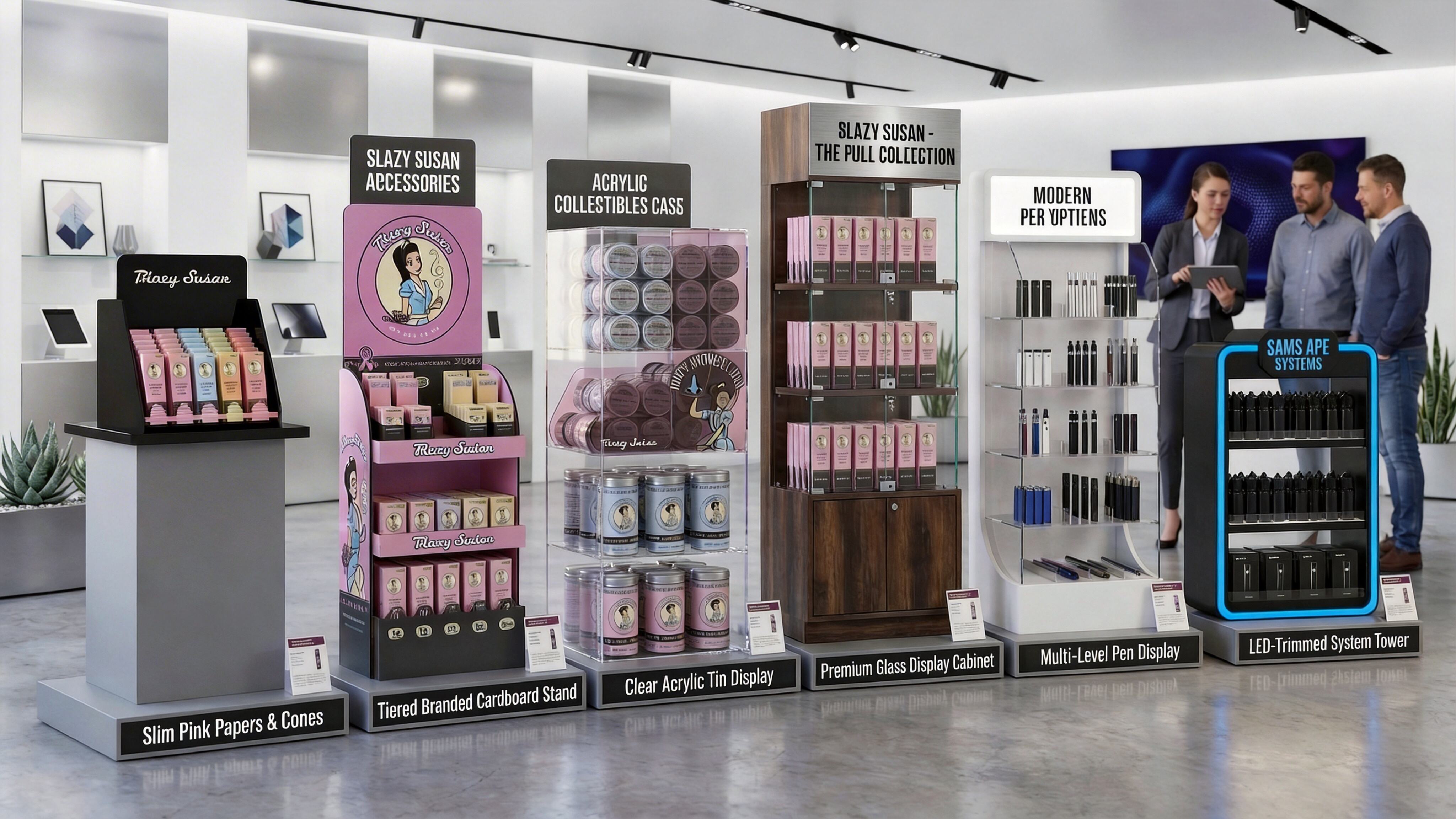 アパッチ社製カスタムタバコ・喫煙アクセサリー用ディスプレイスタンド コレクション｜喫煙店および小売店向け