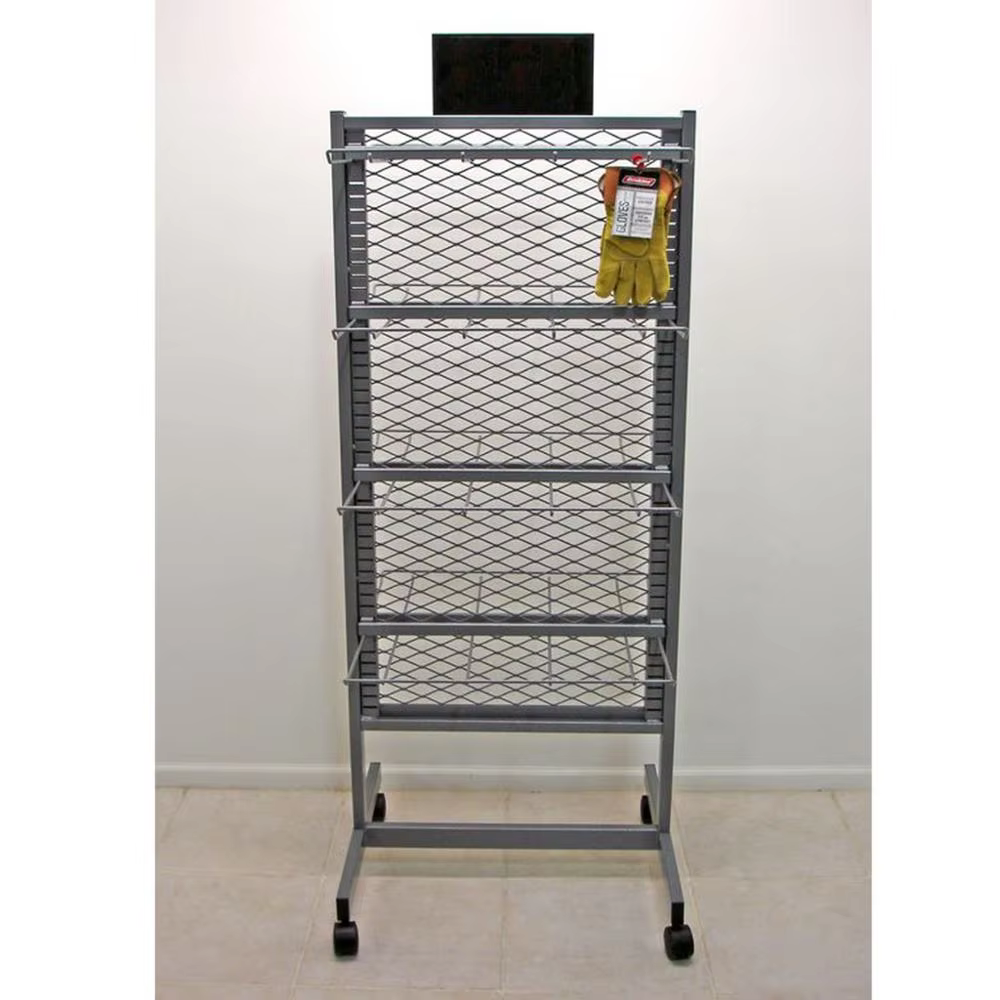 Custom Sign Triangle Grid Tower Mobile Display Stand Gridwall Display Rack with Wheels manufacture