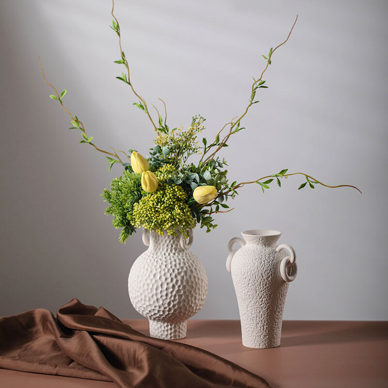 Dubbel-Oor Hantering Antieke Griekse Vase Styl Inhuis Keramieke Potte vir Plante Tuisversiering Ornamente Sentrumstukke Keramieke Blomvas