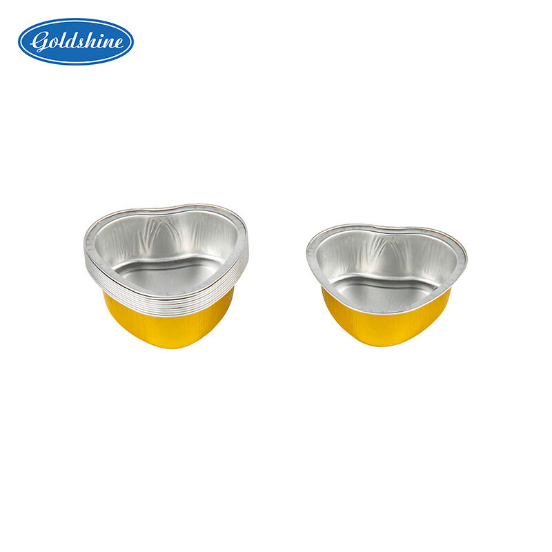 Gold Heart Shaped Aluminium Foil Container Box