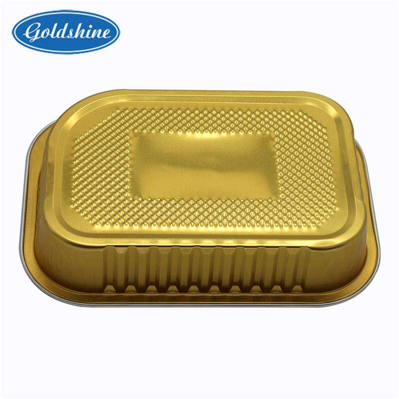 Contenedor Desechable de Hojalata de Aluminio Dorado Rectangular Fabricado en China