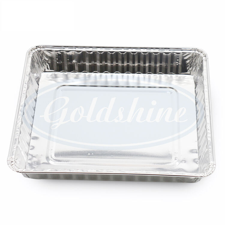 Food grade rectangle aluminium foil container for food packaging