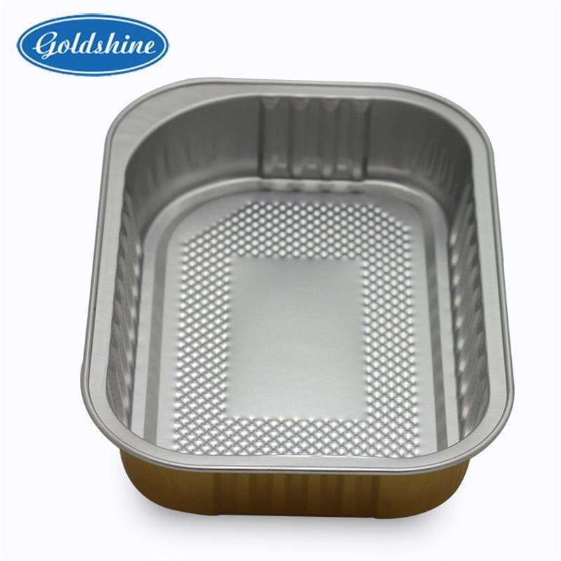 Contenedor Desechable de Hojalata de Aluminio Dorado Rectangular Fabricado en China