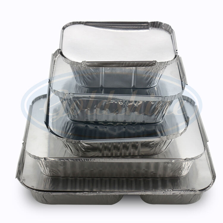 Food grade rectangle aluminium foil container for food packaging