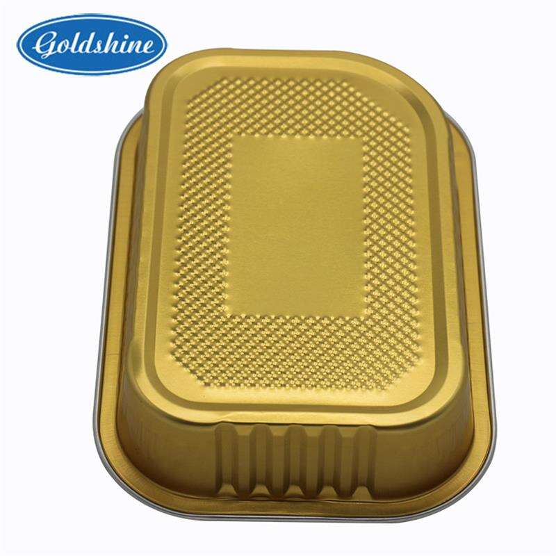 Contenedor Desechable de Hojalata de Aluminio Dorado Rectangular Fabricado en China