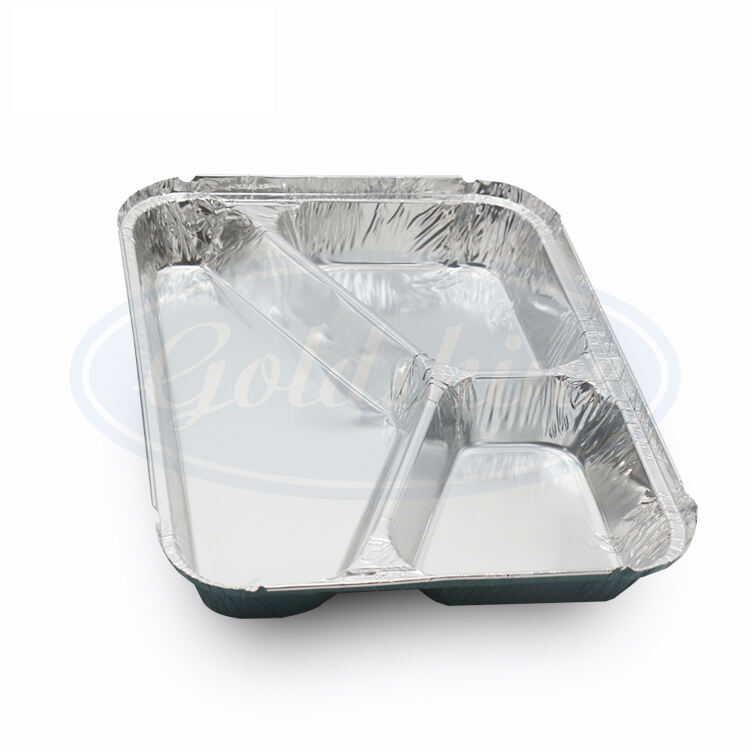 Food grade rectangle aluminium foil container for food packaging