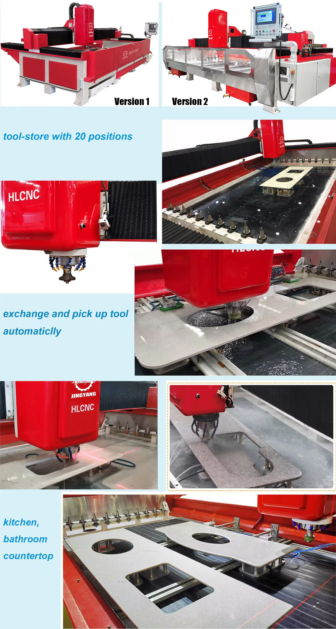 JINGYANG HLCNC-3319 CNC Stone Countertop Sink Hole Machine manufacture