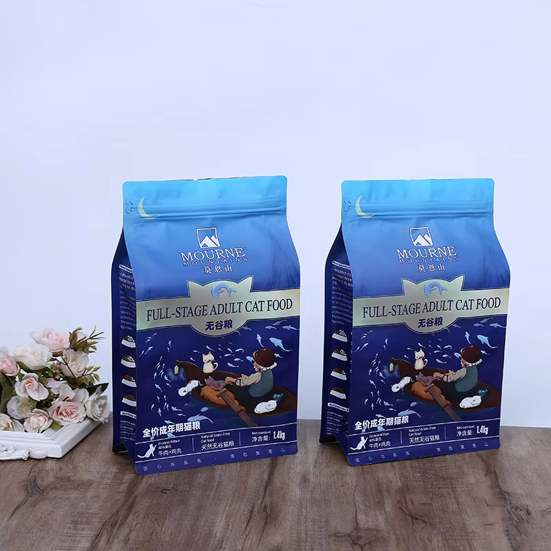 Customized 500g 1kg 2kg 5kg 10kg Plastic 8 Side Sealing Food Package Bag for Dog Cat Pet Food