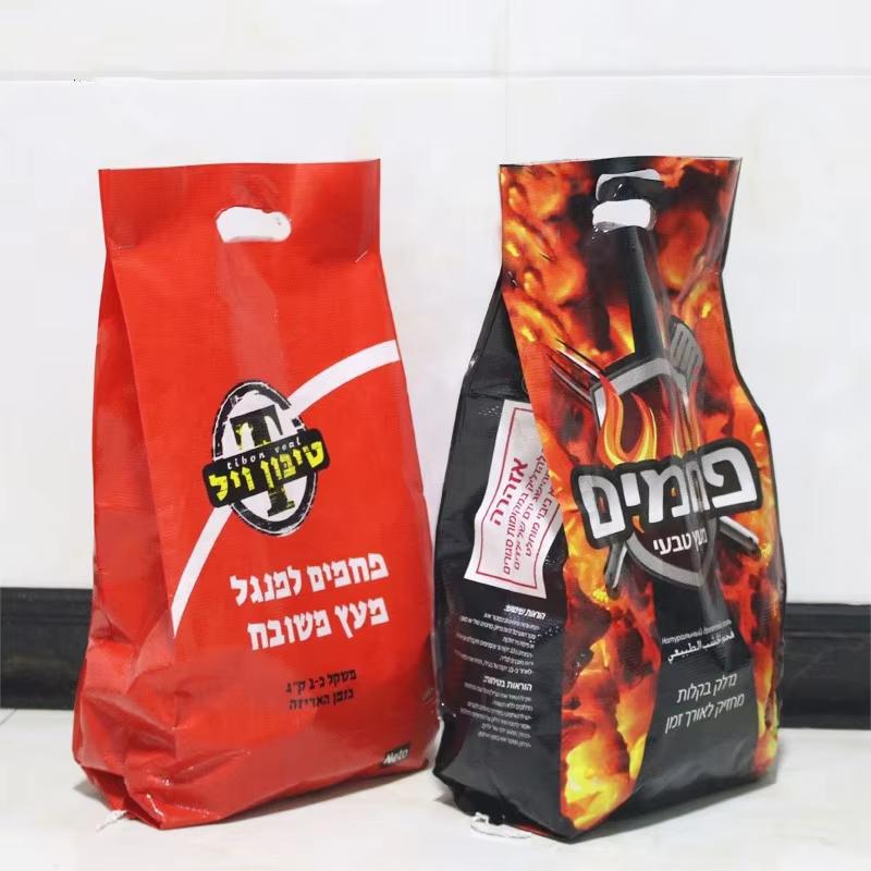 Custom Printed 4kg 5kg 7kg Bopp Laminated pp Woven Bbq Lump Charcoal Briquettes Packing Bag Polypropylene Woven Charcoal Bag