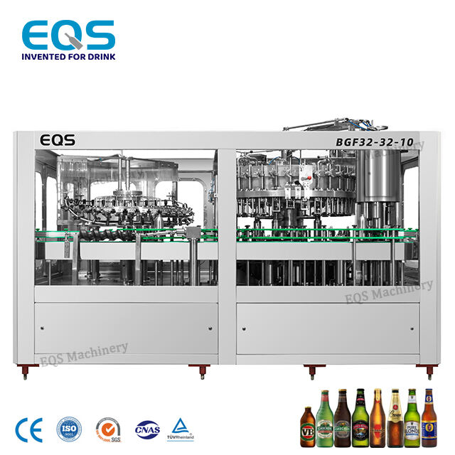 Máquina automática de lavado, llenado y sellado de botellas de vidrio para cerveza de 6000BPH