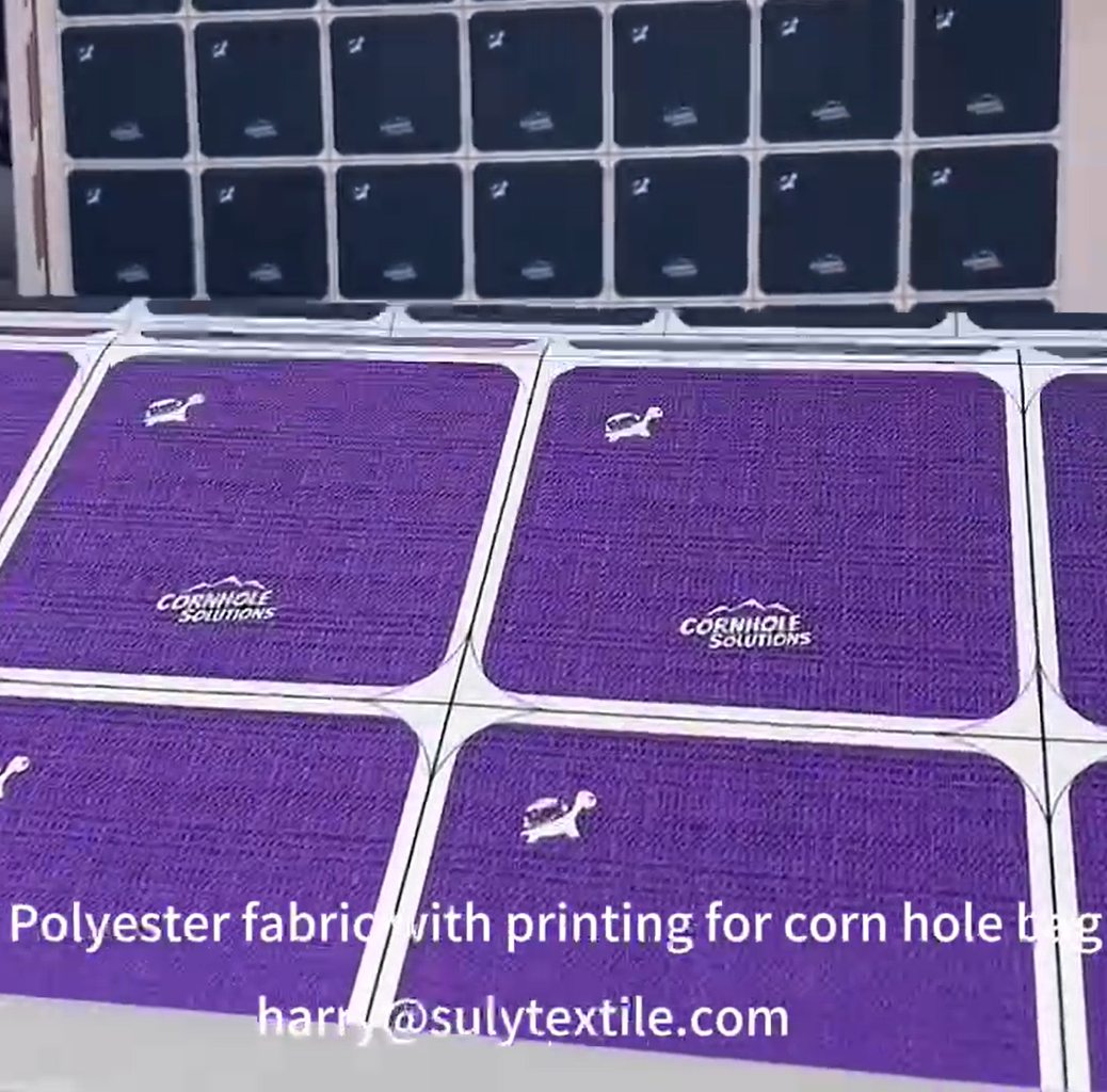 Polyester fabric with printing for corn hole bag
