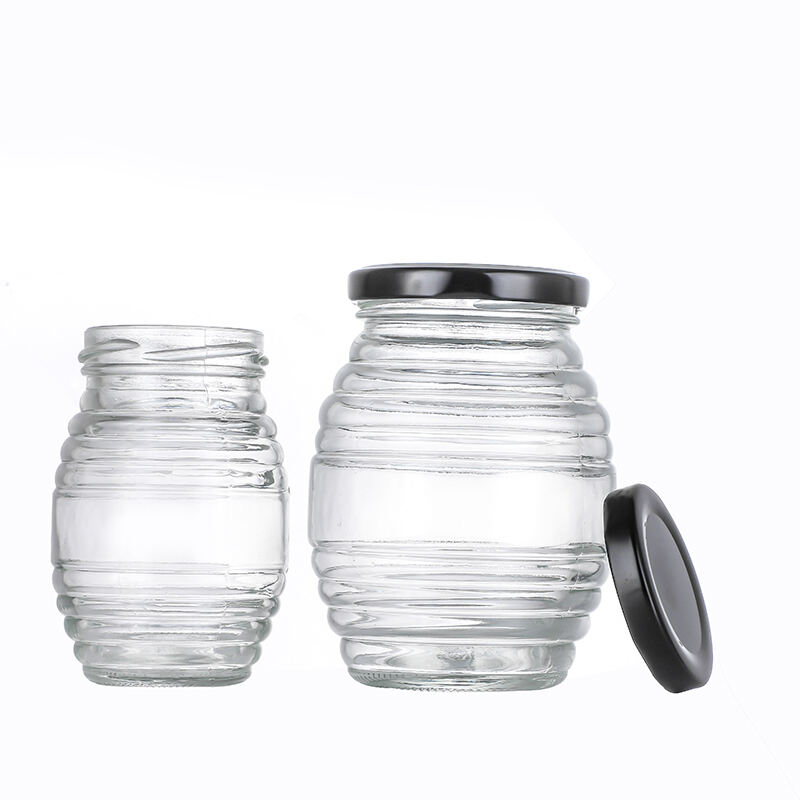 Individuelle Lebensmittelverpackung 90ml 100ml 700ml Bienenkorb-Glas-Honigtopf